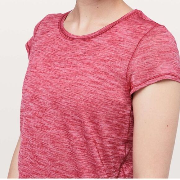 Lululemon Another Mile Short Sleeve Heathered Violet Red Size 4 - Picture 3 of 3